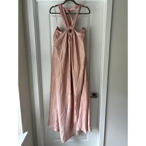 Aura Peach Pink Tie Neck Halter Dress NWT Size Medium Long and Flowy